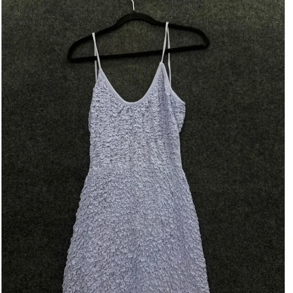 Free People Purple Popcorn Texture Maxi Dress Spaghetti Strap Side Slit Small